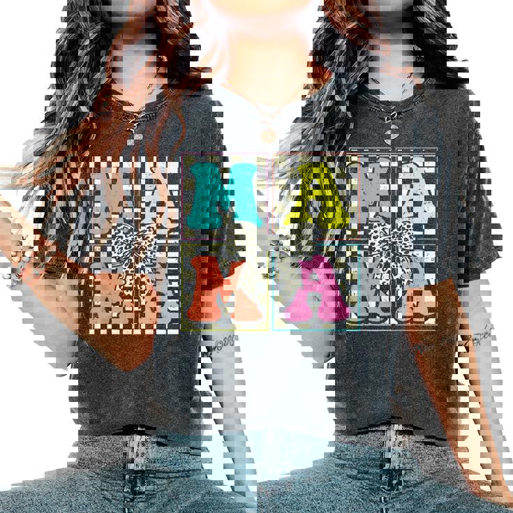 Retro Checkered Mama Coquette Bow Mother’S Day Mom Women's Oversized Comfort T-Shirt