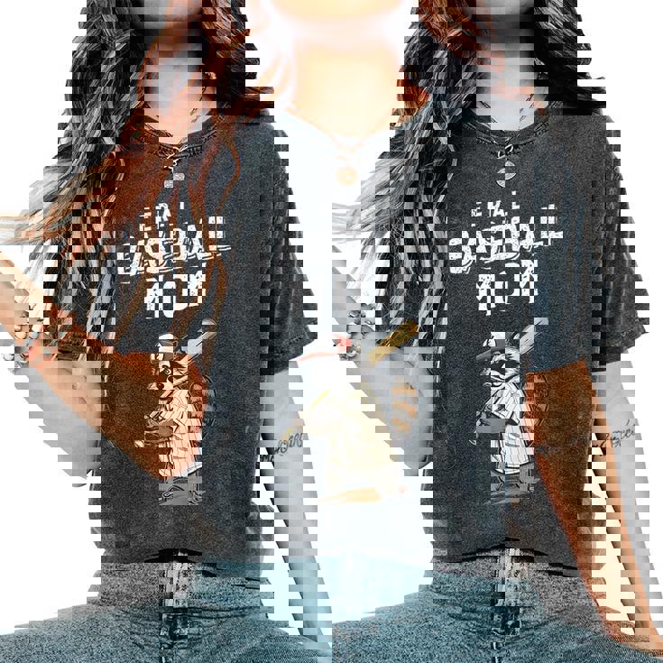 Retro Raccoon Feral Baseball Mom Trash Panda Sport Lover Women's Oversized Comfort T-Shirt