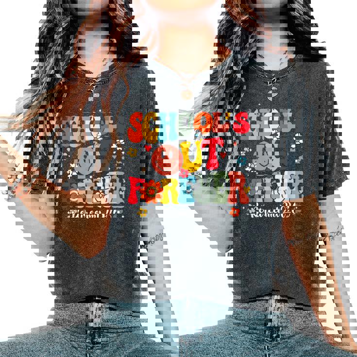 Retro School's Out Forever Retirement 2026 Retired Teacher Women's Oversized Comfort T-Shirt