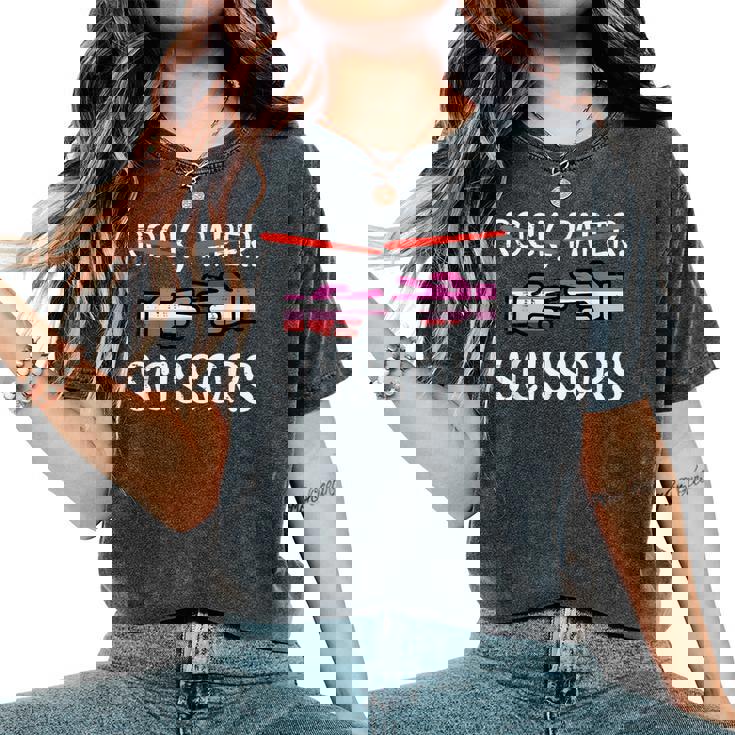 Rock Paper Tijeras Lesbianas Orgullo Bandera Lgbtq Es Camiseta extragrande cómoda para mujer