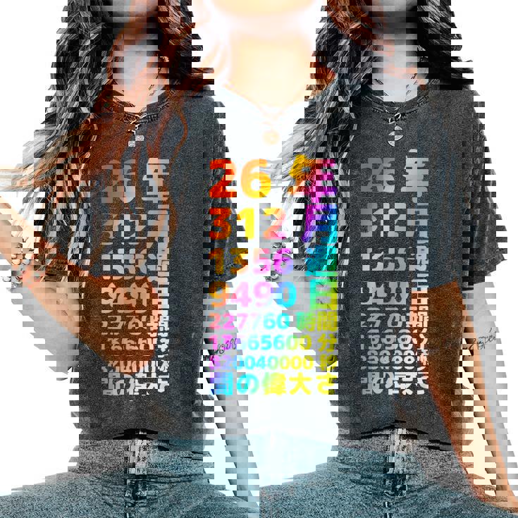 面白い26歳の誕生日の古いメーター 面白い26歳のギフト 女性 男性 面白い電卓 26歳の誕生日のギフト レディースオーバーサイズコンフォートTシャツ