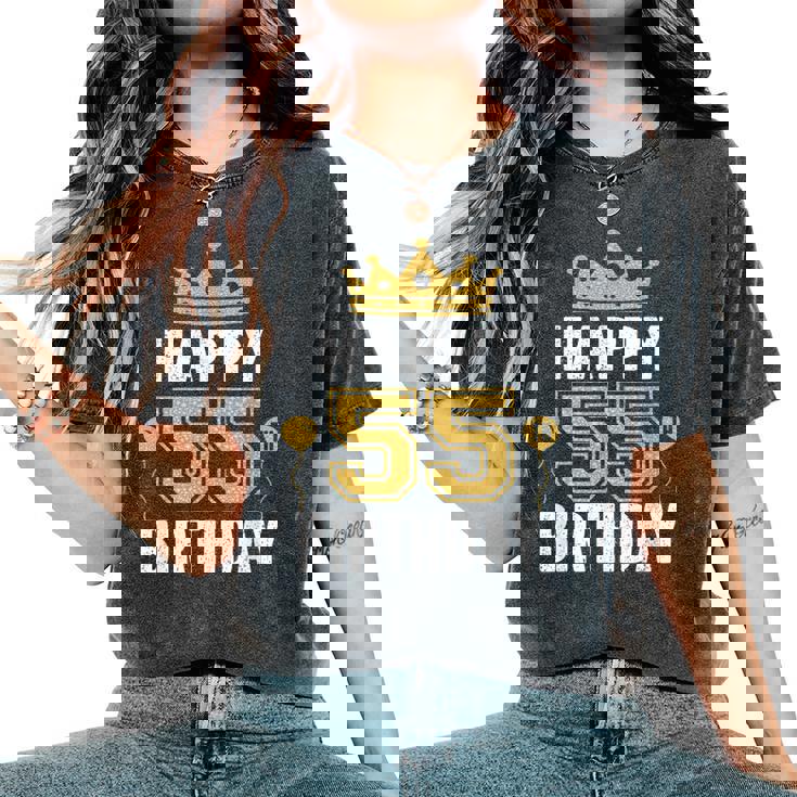 55歳の男性と女性のためのhappy 5Th Birthdayアイデア レディースオーバーサイズコンフォートTシャツ 55歳の男性と女性のためのhappy 5Th Birthdayアイデア レディースオーバーサイズコンフォートTシャツ