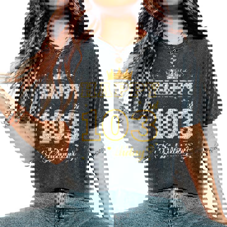 Happy 103Rd Birthday 103歳 女性 男性 誕生日パーティー 長袖tシャツ レディースオーバーサイズコンフォートTシャツ