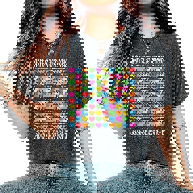 Heart Love 100 Days Ofchool Teacher Boy Girl レディースオーバーサイズコンフォートTシャツ Heart Love 100 Days Ofchool Teacher Boy Girl レディースオーバーサイズコンフォートTシャツ