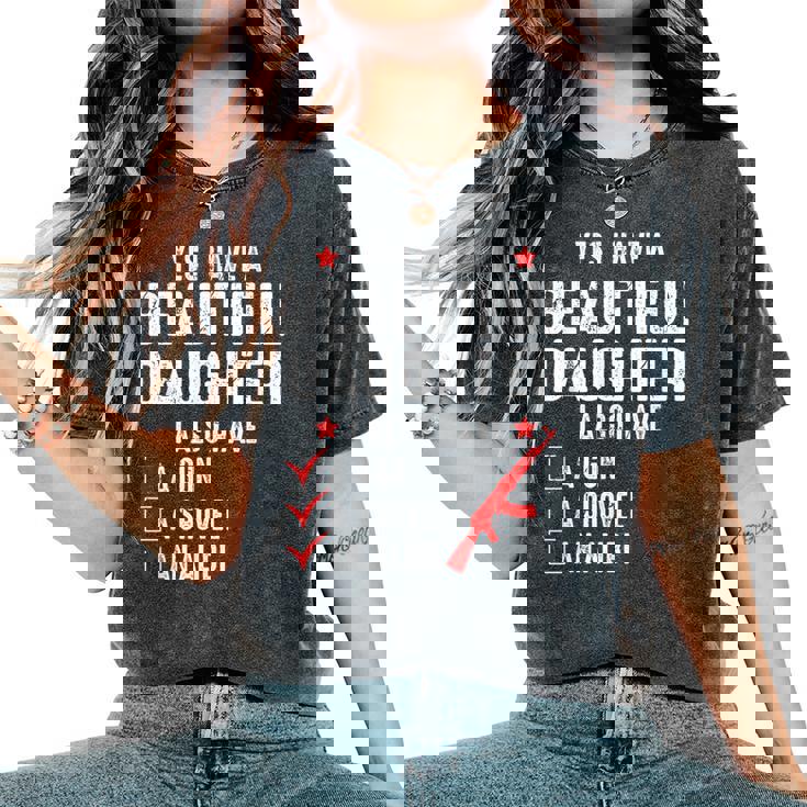 メンズ Yes I Have A Beautiful Daughters I Also Havearcastic レディースオーバーサイズコンフォートTシャツ