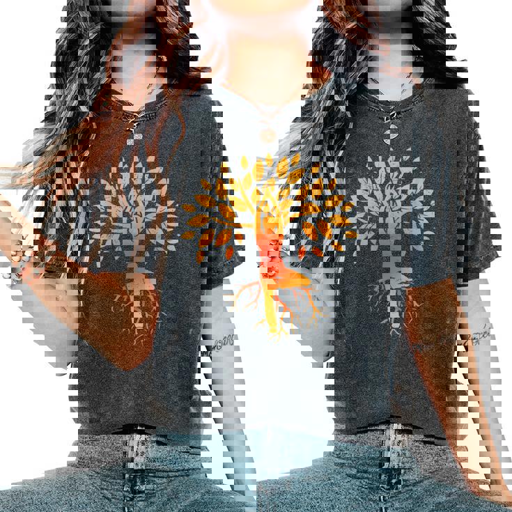 ヨガツリー 女性 男性 瞑想 レディースオーバーサイズコンフォートTシャツ