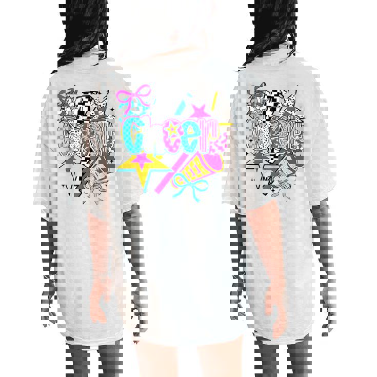 Cheer Season Football Bow Game Day Cheer Mom Cheerleading Women's Oversized Comfort T-Shirt Back Print