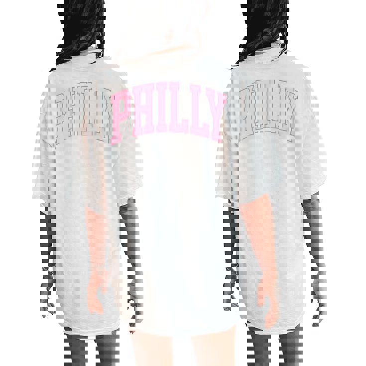 Philly Pink Retro Preppy Throwback Philadelphia Girls Womens Women's Oversized Comfort T-Shirt Back Print