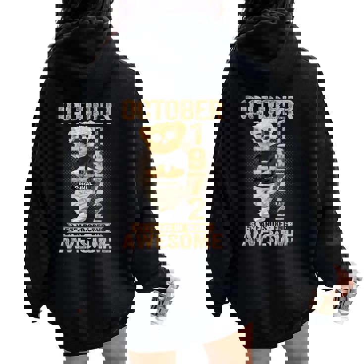 1972年10月53歳の誕生日男性と女性のための素晴らしいテディベア レディース オーバーサイズ パーカー バックプリント