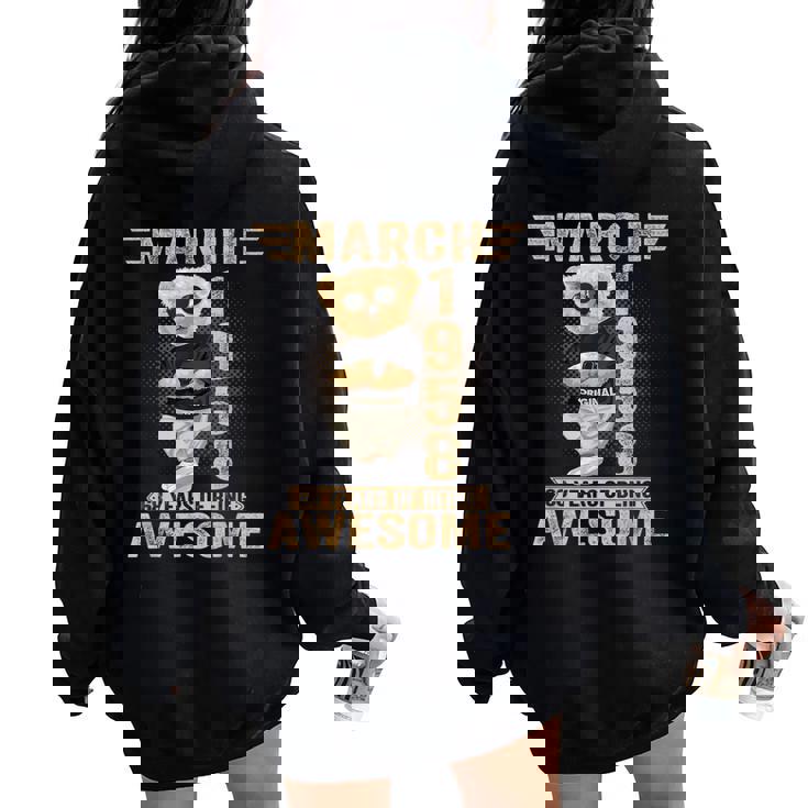 3月 68歳の誕生日 男性 女性 1958年 素晴らしいテディベア レディース オーバーサイズ パーカー バックプリント