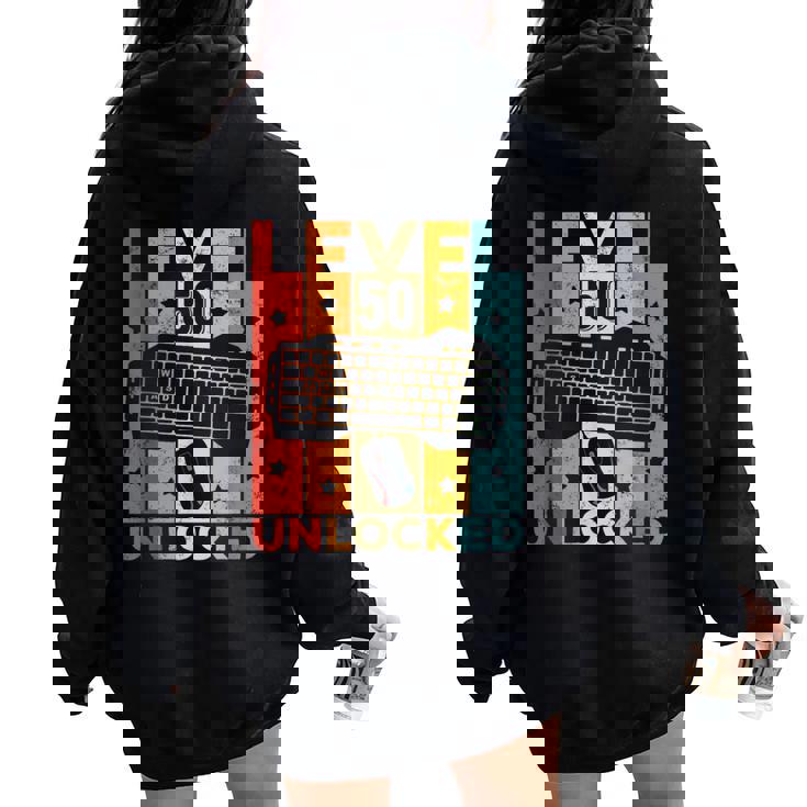 50 Cumpleaños Hombre 50 Años Gaming Teclado Gamer Women Oversized Hoodie Back Print