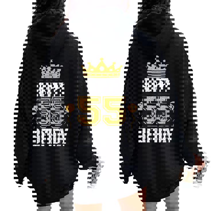 55歳の男性と女性のためのhappy 5Th Birthdayアイデア レディース オーバーサイズ パーカー バックプリント