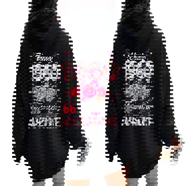 66歳 1960年2月 花柄 66歳 誕生日 男性 女性 レディース オーバーサイズ パーカー バックプリント