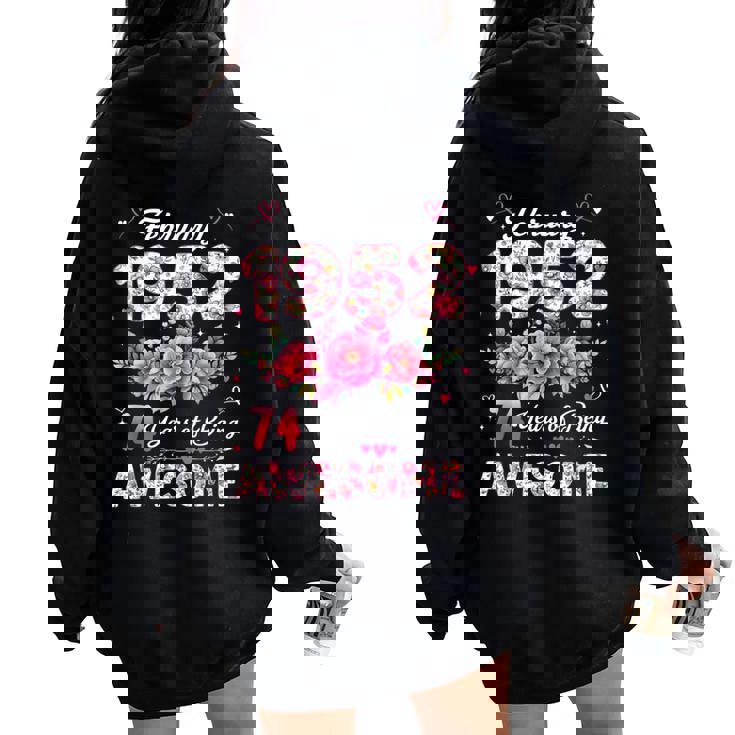 74歳 1952年2月 花柄 74歳 誕生日 男性 女性 レディース オーバーサイズ パーカー バックプリント