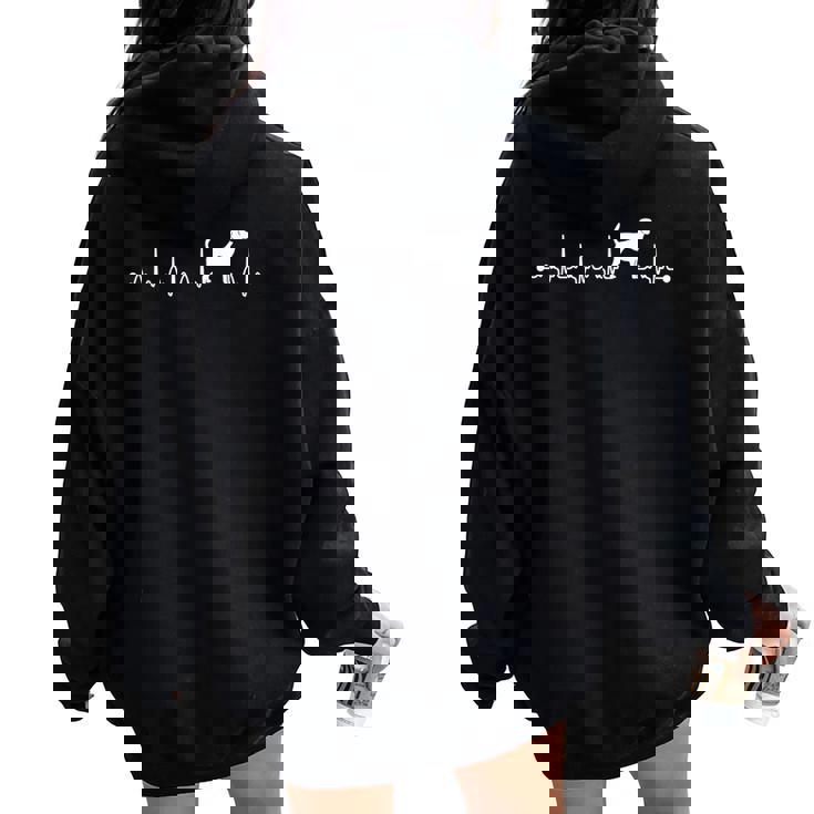 Beagle Heartbeat Ecg Beagle Dog Mum レディース オーバーサイズ パーカー バックプリント