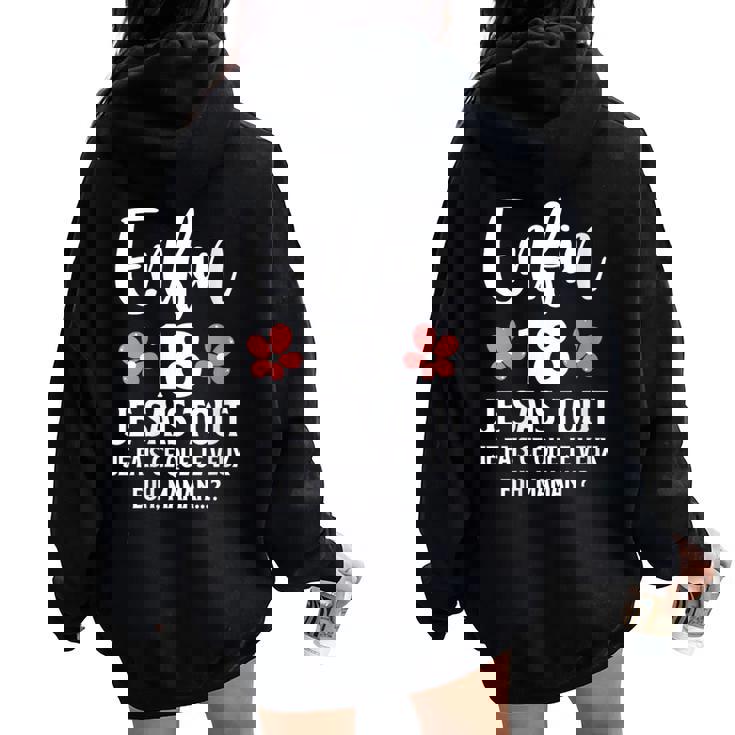 Cadeau 18 Ans Fille Maman Humour Fête D'anniversaire Sweat à capuche oversize pour femme avec imprimé dans le dos