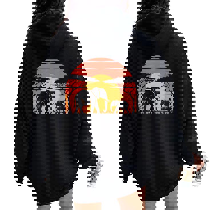 Elefante Estilo Retro Elefanteintage Hombres Es Niños Women Oversized Hoodie Back Print