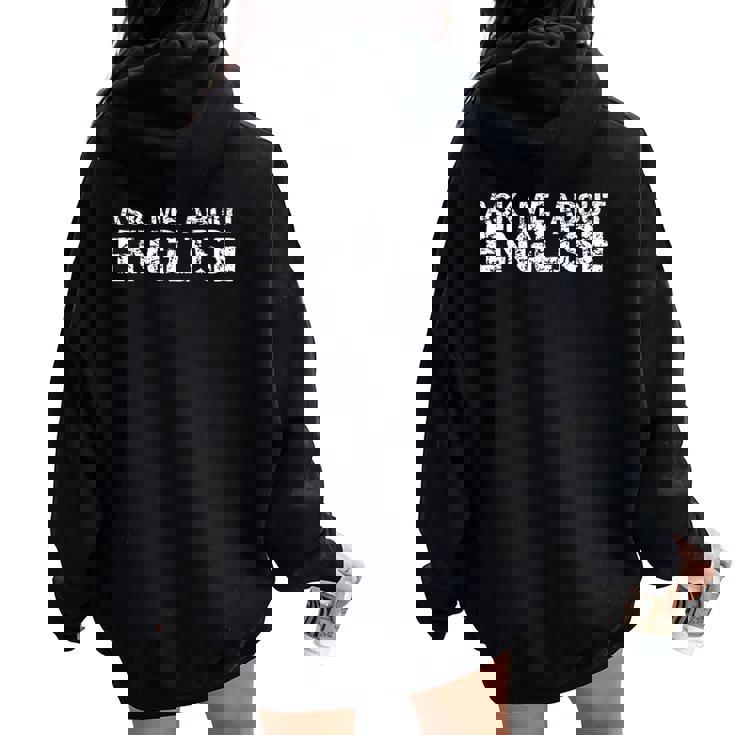 English Teacher In English Teaching Chool Quote レディース オーバーサイズ パーカー バックプリント