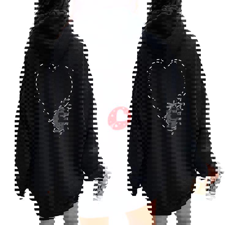 Escarabajos Corazón De Mariquita Insectos Cuello Women Oversized Hoodie Back Print