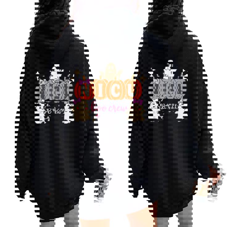 Nicu Boo Crew Nurse Ghost Halloween Spooky Season Women Oversized Hoodie Back Print