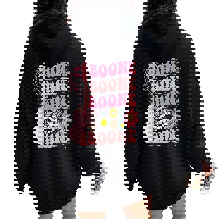 Girl Retro Boone Groovy Flower First Name Personalized 80'S Women Oversized Hoodie Back Print