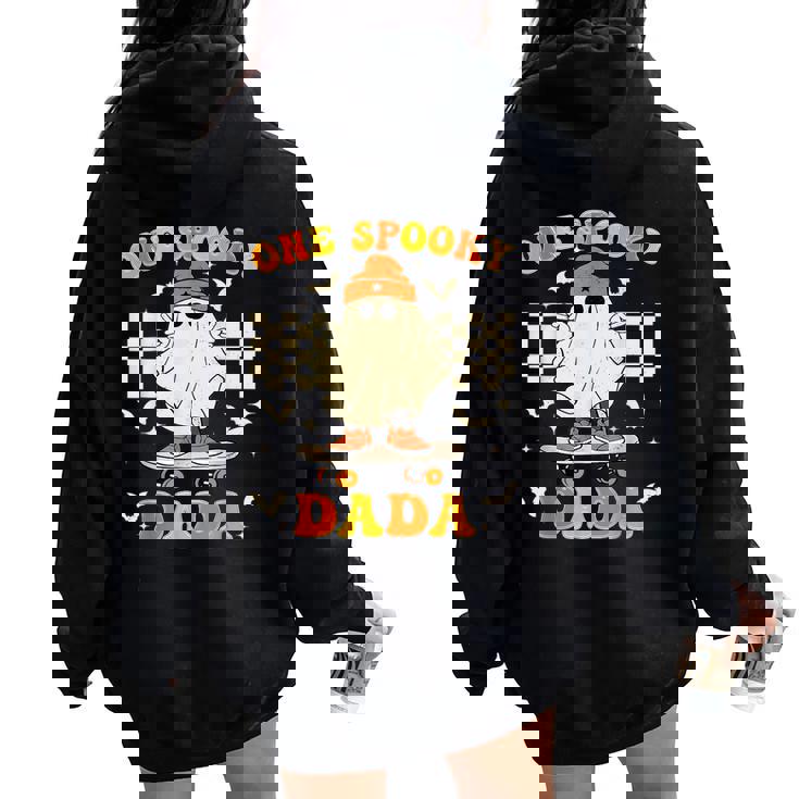 Groovy Boo One Spooky Dada First Halloween Birthday Boy Women Oversized Hoodie Back Print