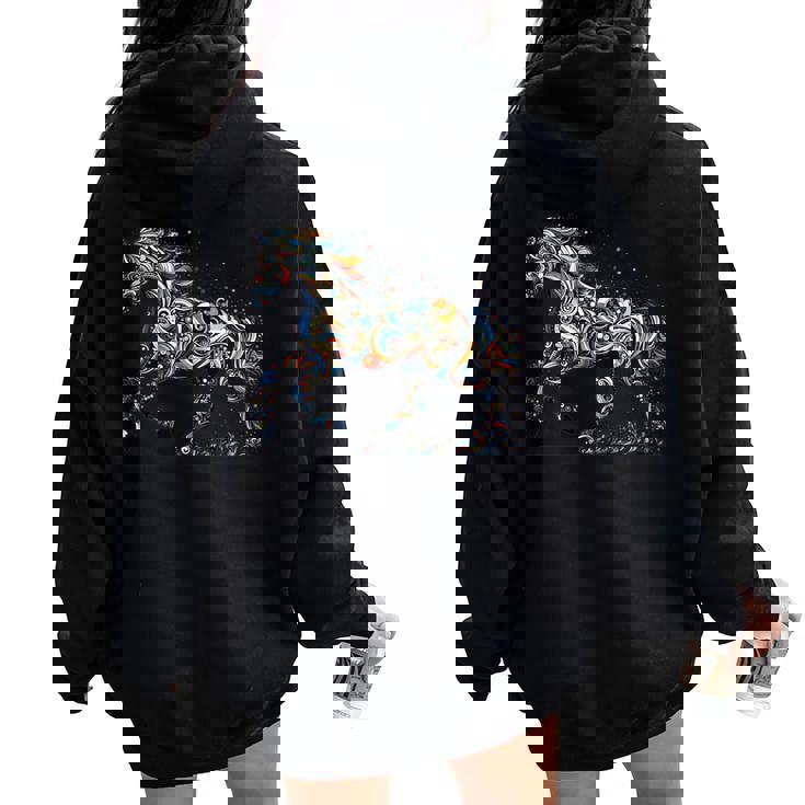 Horse Lover Majestic Horse 馬のグラフィック デザイン 長袖tシャツ レディース オーバーサイズ パーカー バックプリント