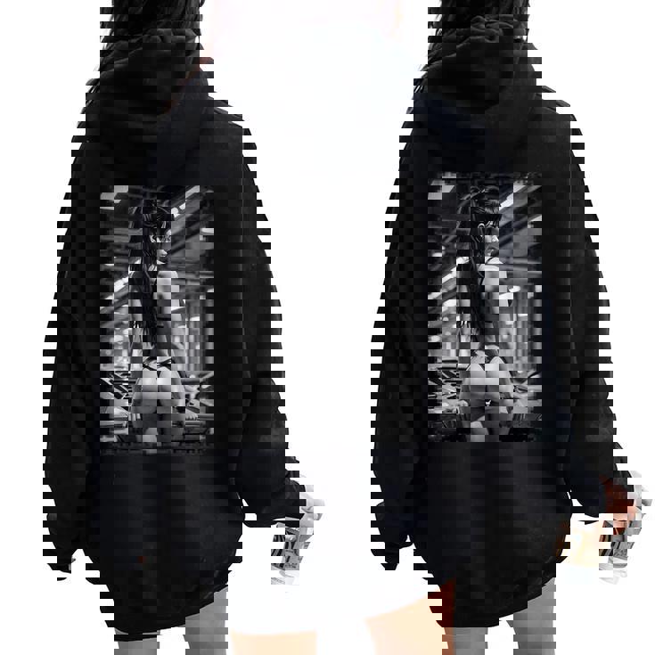 Hot Girl On 男性用 セクシー ブーティー ガール カーショー 1 Bw レディース オーバーサイズ パーカー バックプリント