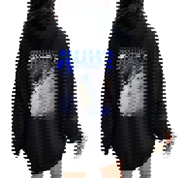 Huh ファニーダンクキャットミーム 女性&男性向け ヒンジなし グーフィーキャット レディース オーバーサイズ パーカー バックプリント