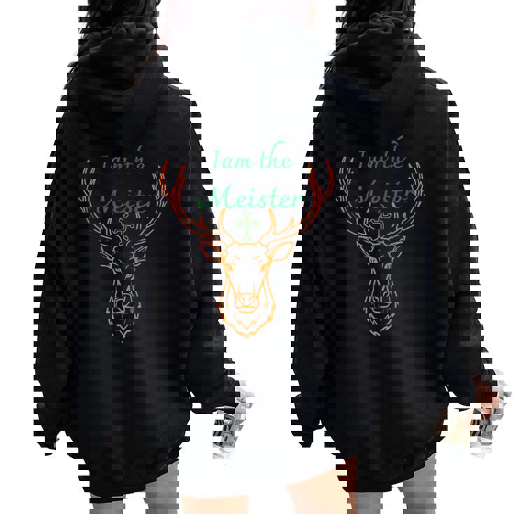 Iam Il Meister Jaegermeister Papà Mamma Cervo Felpa con cappuccio oversize da donna con stampa posteriore