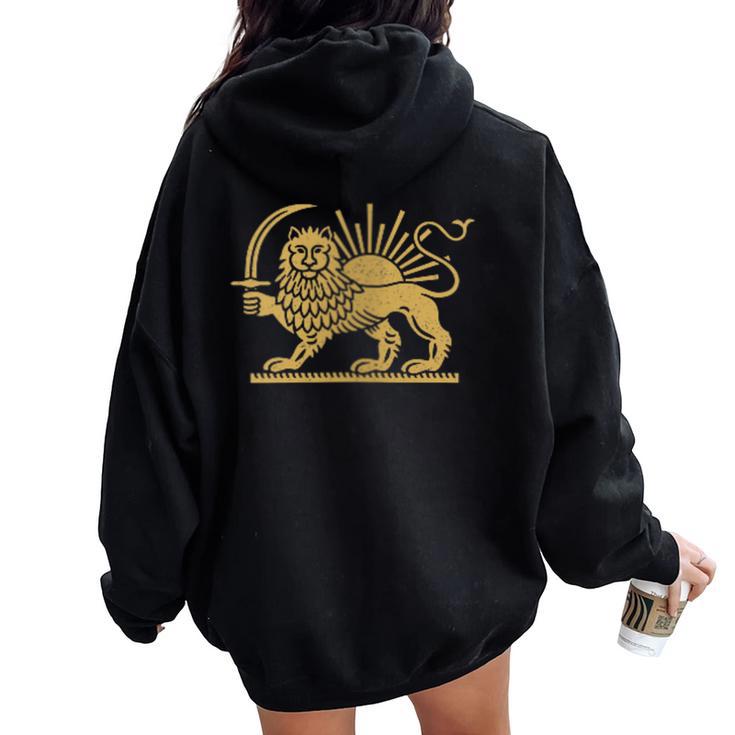 Elol Pattern Ímbolo Del León Persa Y Elol De Irán Cuello Women Oversized Hoodie Back ...