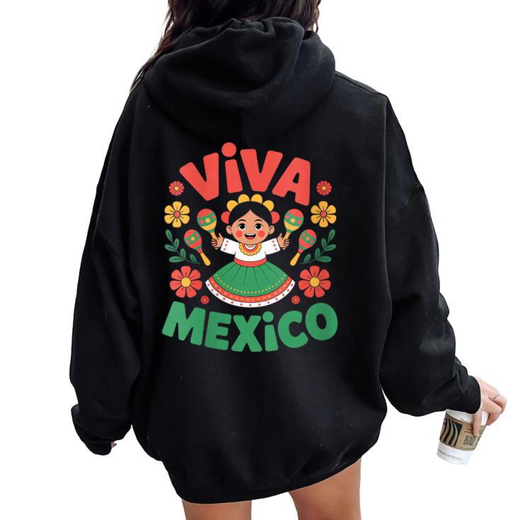 Iva Mexico Jour De L'indépendance Mexicaine Sweat à capuche oversize pour femme avec imprimé dans le dos