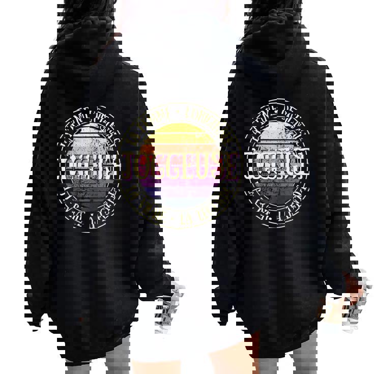 Joggeuse Originale Légende Humour Running Idée Cadeau Sweat à capuche oversize pour femme avec imprimé dans le dos