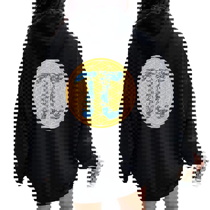 Math Teacher Pi Geometry Fleur Deie Pieuvre Sweat à capuche oversize pour femme avec imprimé dans le dos