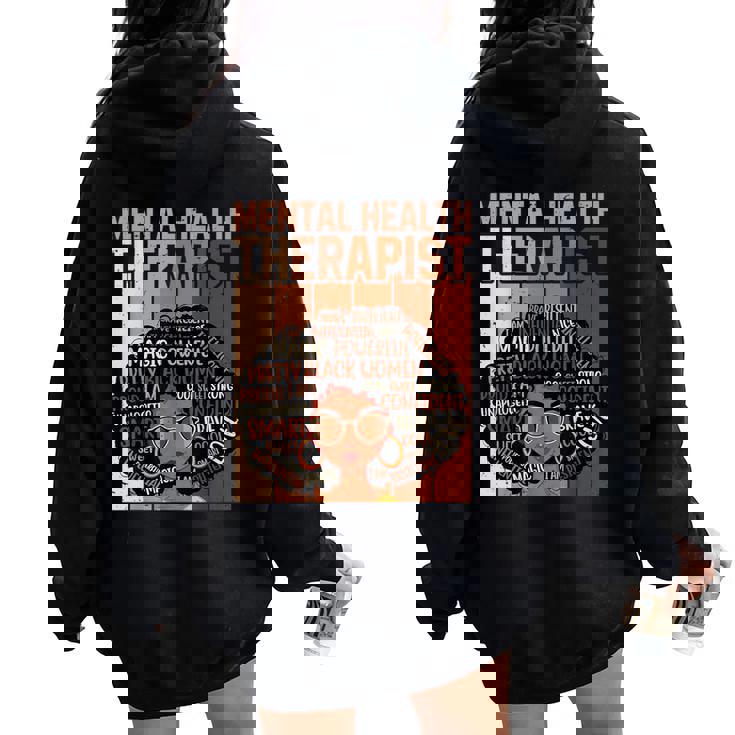 Mental Health Therapist Afro Black History Month Women Oversized Hoodie Back Print