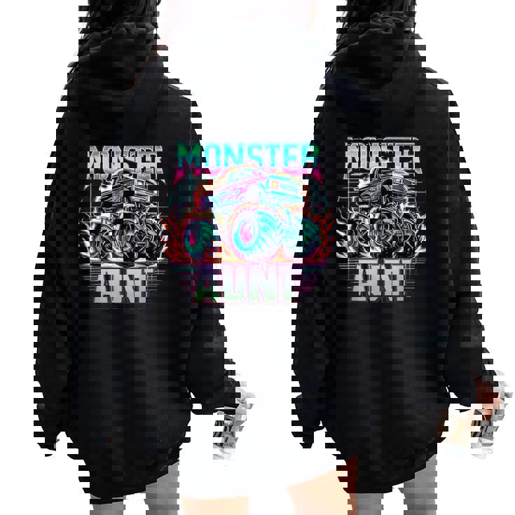 Monster Truck Aunt Monster Truck Are My Jam Truck Lovers Women Oversized Hoodie Back Print