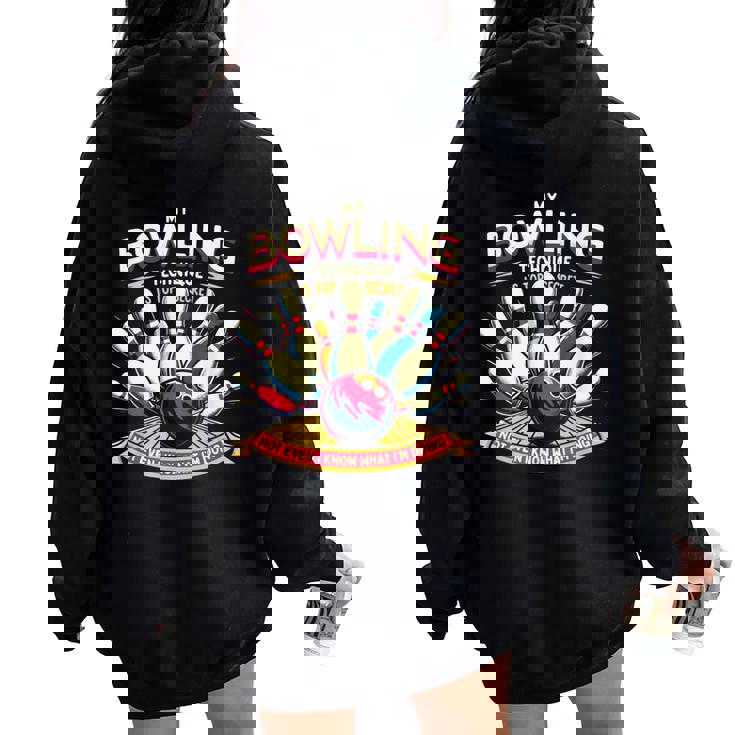 My Bowling Technique Isecret 面白いボウラーボウリング レディース オーバーサイズ パーカー バックプリント