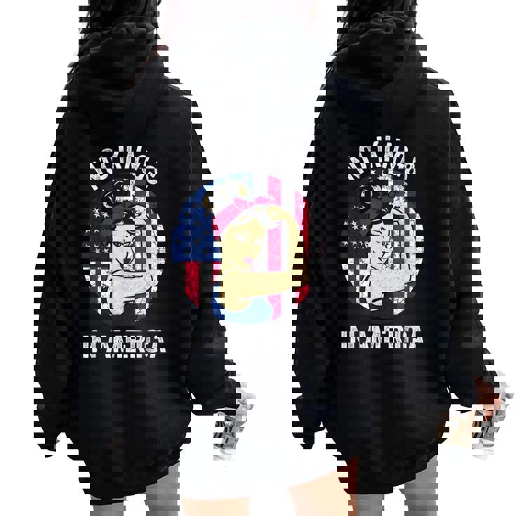 No Kings Vintage America No Kings In America Women Oversized Hoodie Back Print