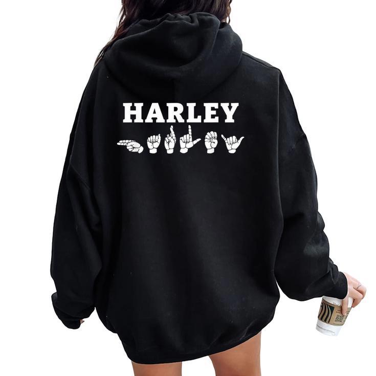 Nom Personnalisé Harley Asl Teacher Deaf Sweat à capuche oversize pour femme avec imprimé dans le dos