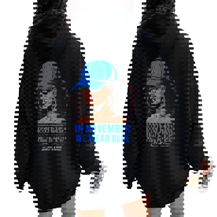 In November We Wear Blue Black Diabetes Awareness Women Oversized Hoodie Back Print