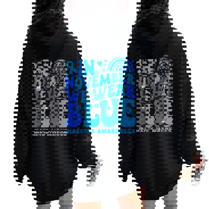 In November We Wear Ribbon Blue Diabetes Awareness Women Women Oversized Hoodie Back Print