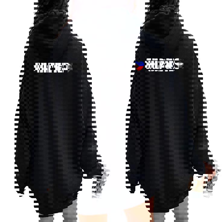 Philippines Flag Heart Pride Philippines Kid レディース オーバーサイズ パーカー バックプリント