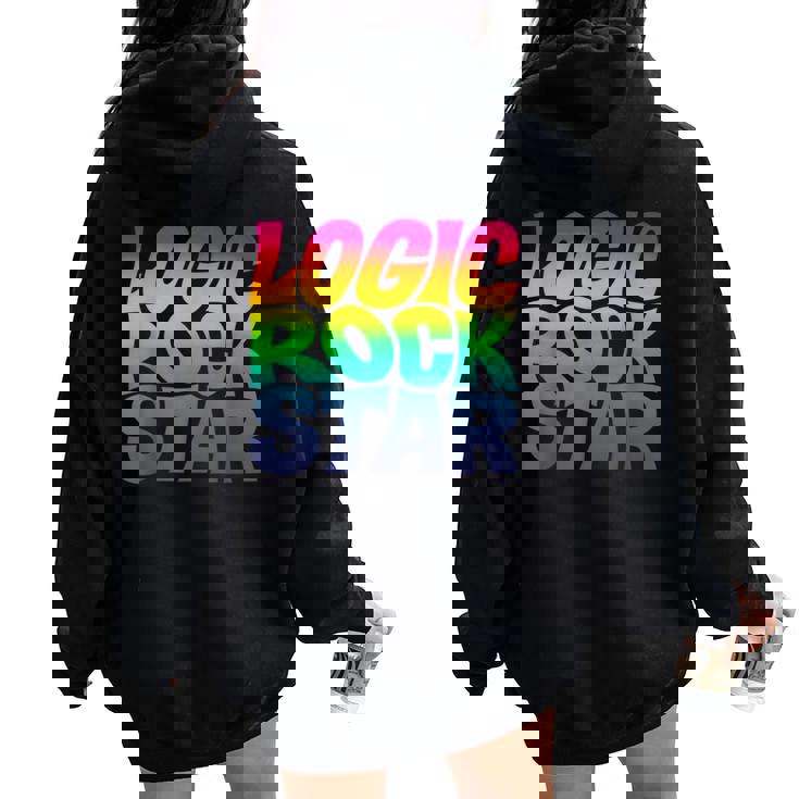 Rainbow Gradient Typography レディース オーバーサイズ パーカー バックプリント