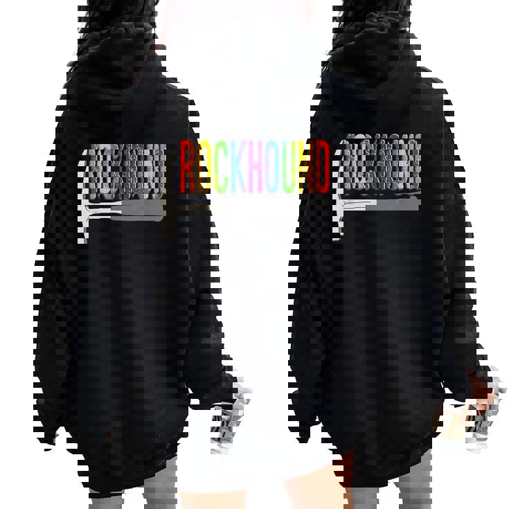 Rainbow Rockhound ロックピック 地質学ハンマー ロックハウンディング レディース オーバーサイズ パーカー バックプリント