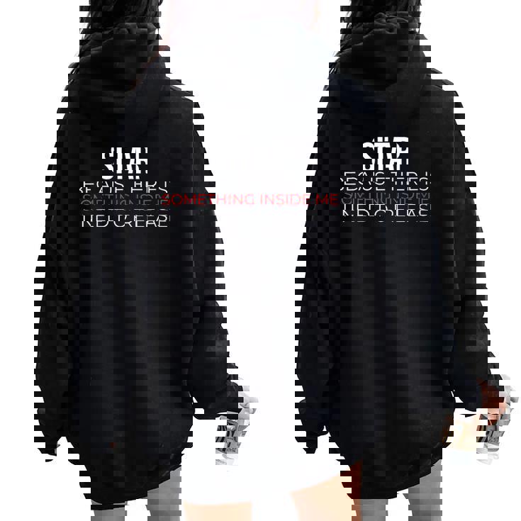 Sitar Indian Musical Instrument Strings Music Sitar Musician Women Oversized Hoodie Back Print