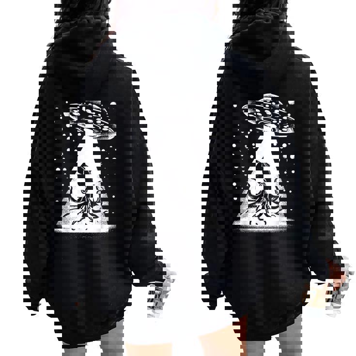 Squid Dad Mom Lover Ufo Alieno Divertente Felpa con cappuccio oversize da donna con stampa posteriore
