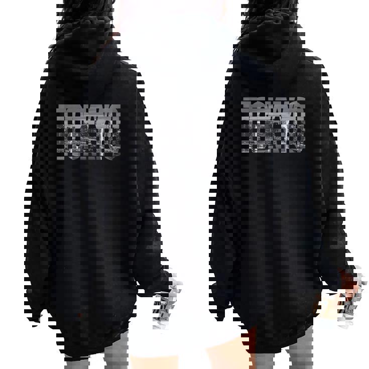 Tokyokyline Rainbow Bridge Tokyo Tower レディース オーバーサイズ パーカー バックプリント