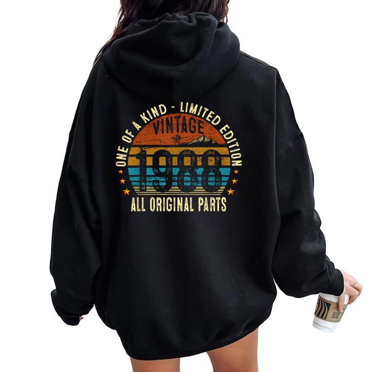Vintage 1988 37 Years Old 37Th Birthday Women Oversized Hoodie Back Print