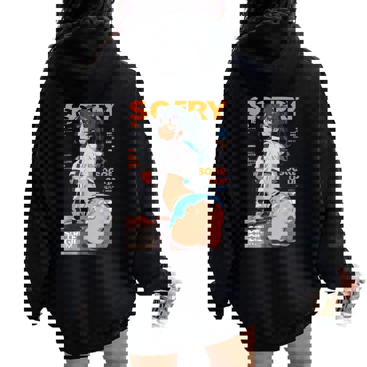 Waifu セクシー アニメ 女の子 モデル 表紙 和風 レディース オーバーサイズ パーカー バックプリント