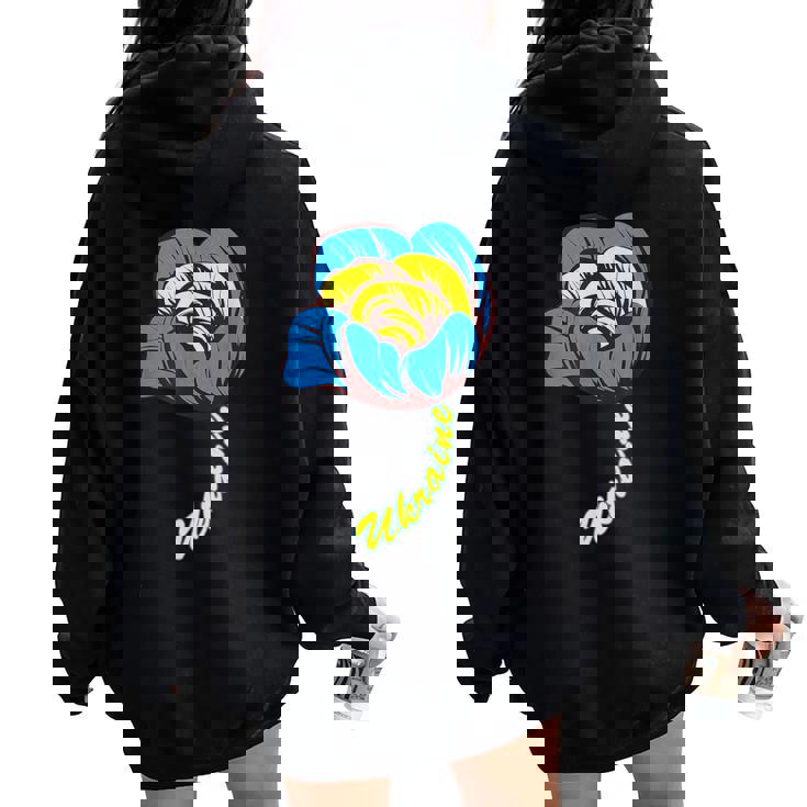 ウクライナ バラの花 旗 フリー ウクライナ応援 ウクライナ レディース オーバーサイズ パーカー バックプリント